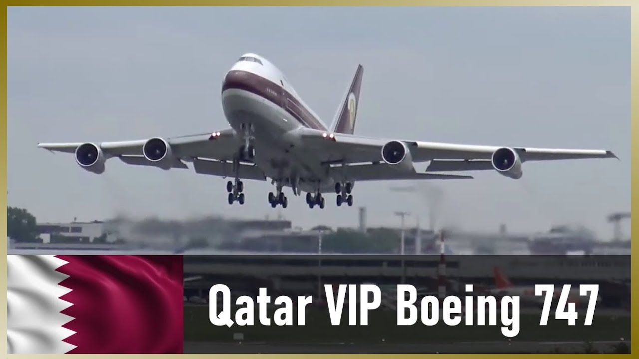 Qatar VIP Boeing 747SP departing Hamburg Airport