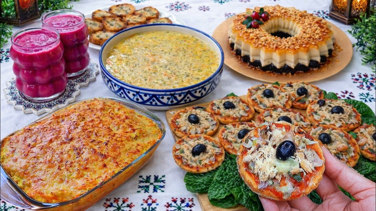 فطور رمضان 2026 🔥 مائدة رمضانية كاملة بأقل تكلفة | ميني بيتزا بدون عجن + حساء + كراتان + تحلية