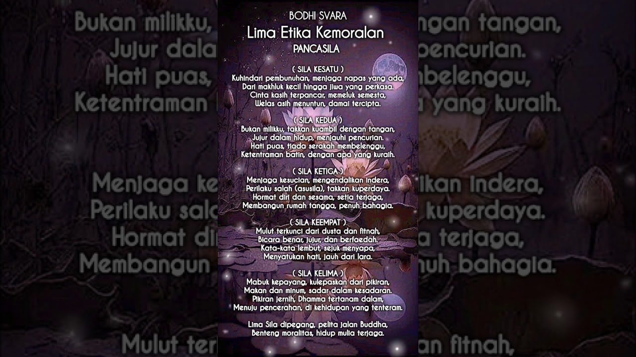 LIMA ETIKA KEMORALAN - PANCASILA BUDDHIS