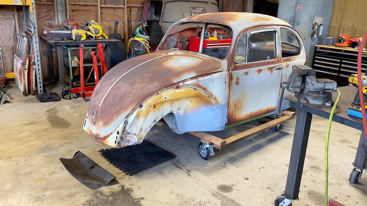 1965 VW Beetle Restoration - Spare Tire Well, Rusted Metal Repair