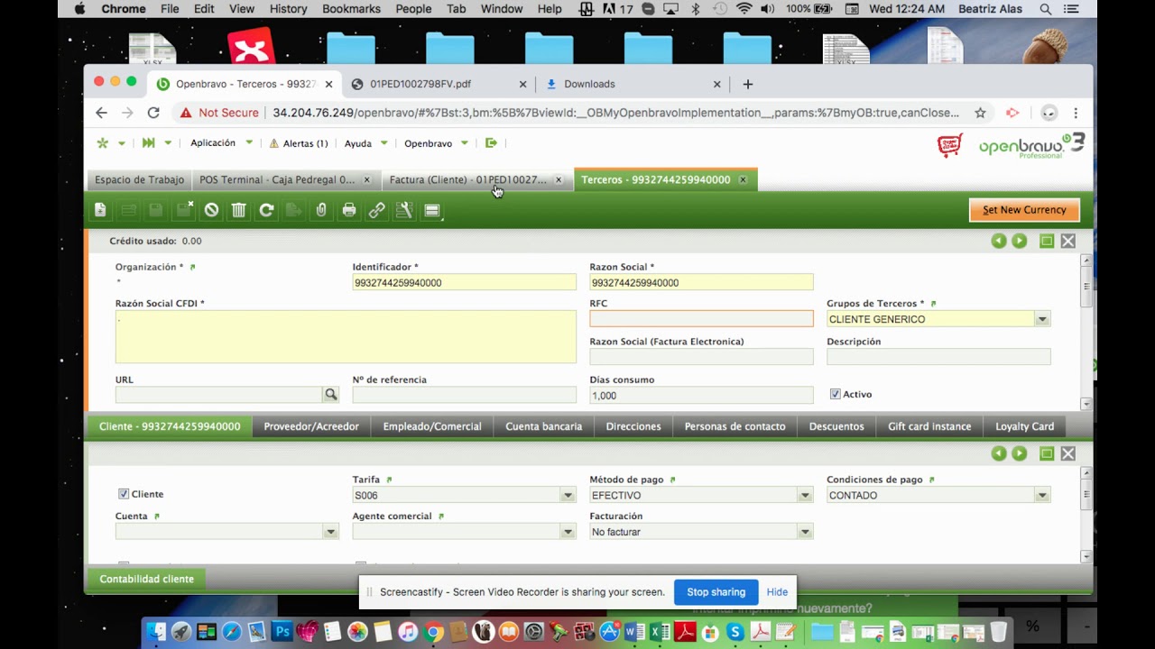 Se crea factura electronica de cliente sin RFC