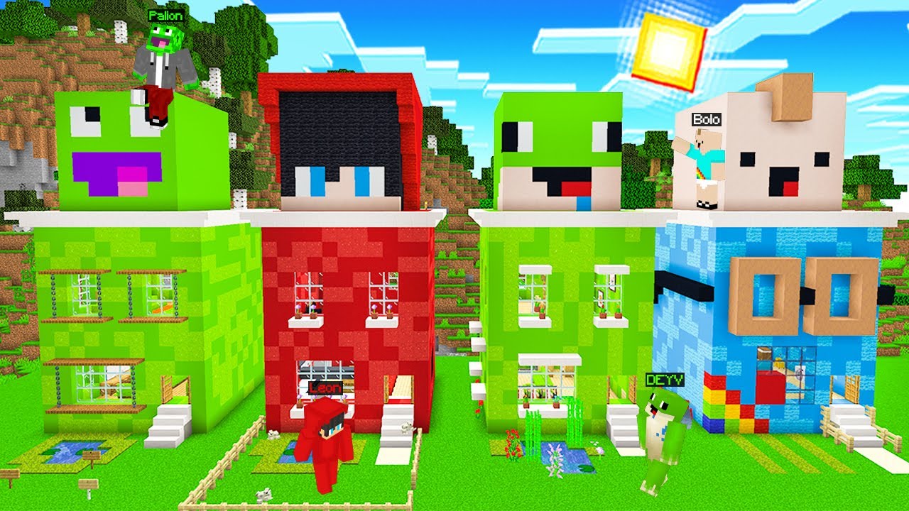 WĄSKI DOMEK DEYV vs PALION vs LEON vs BOLO w Minecraft!