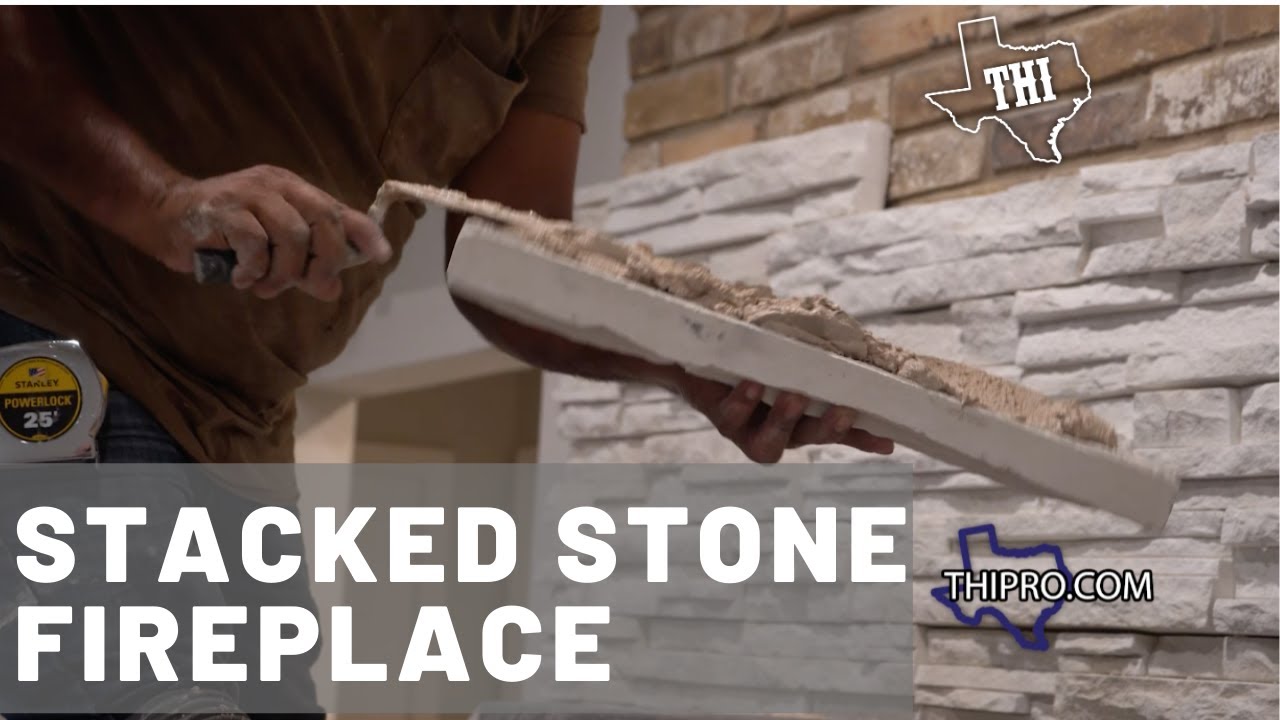 Fireplace Update with Stacked Stone
