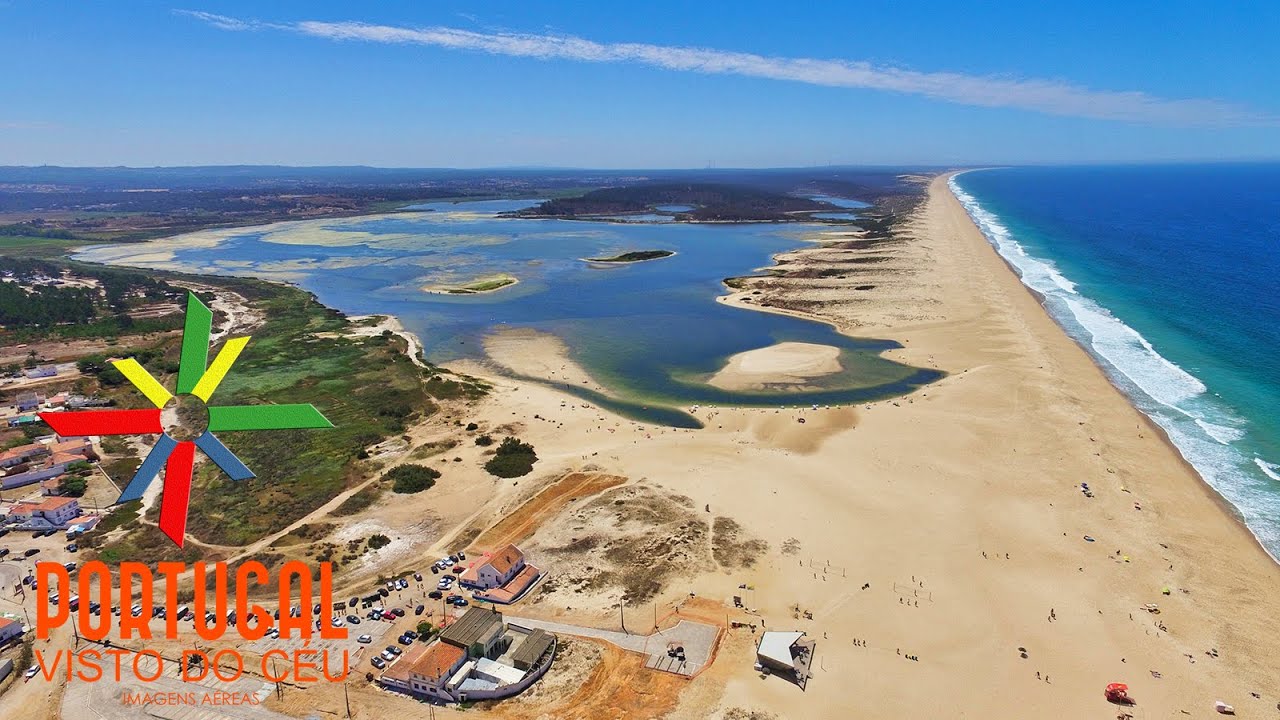 Lagoa de Santo André - Santo Andre Lagoon aerial view - Santiago do Cacém - 4K Ultra HD