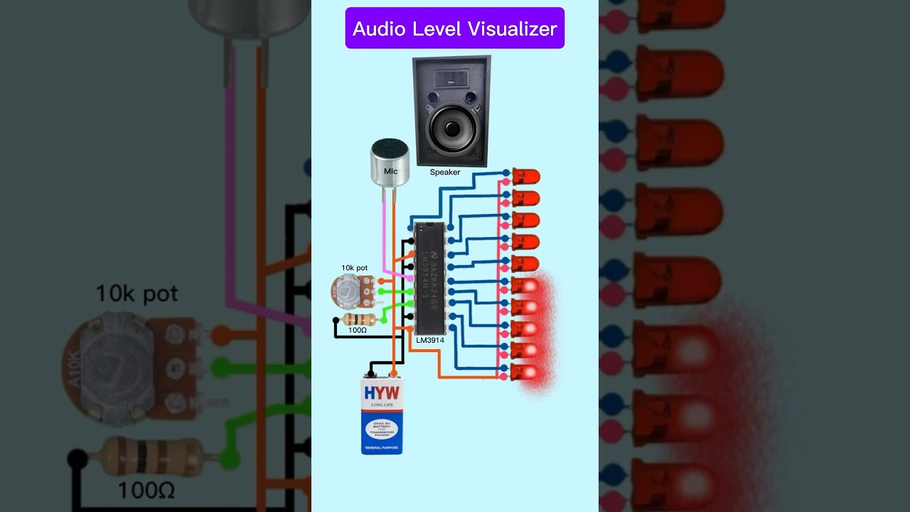 VU Meter Circuit | Audio Level Visualizer Circuit Using LM3914 #shorts  #tech #electrical