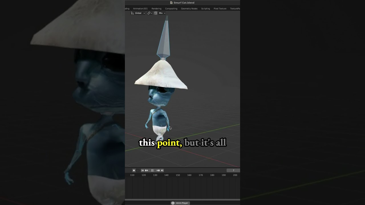 Figuring things out is all part of the process - Smurf Cat meme - low poly 3d  character in Blender