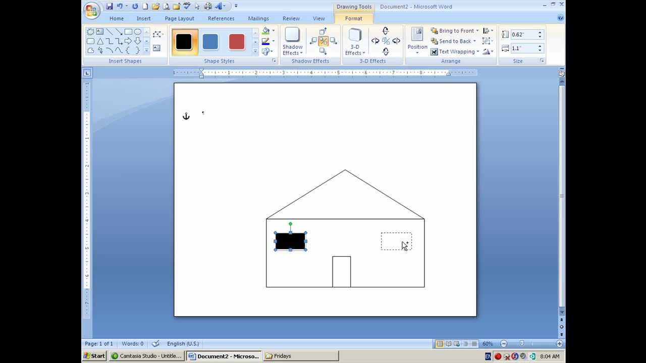 How to Draw a House in MS Word-Shapes and Layers