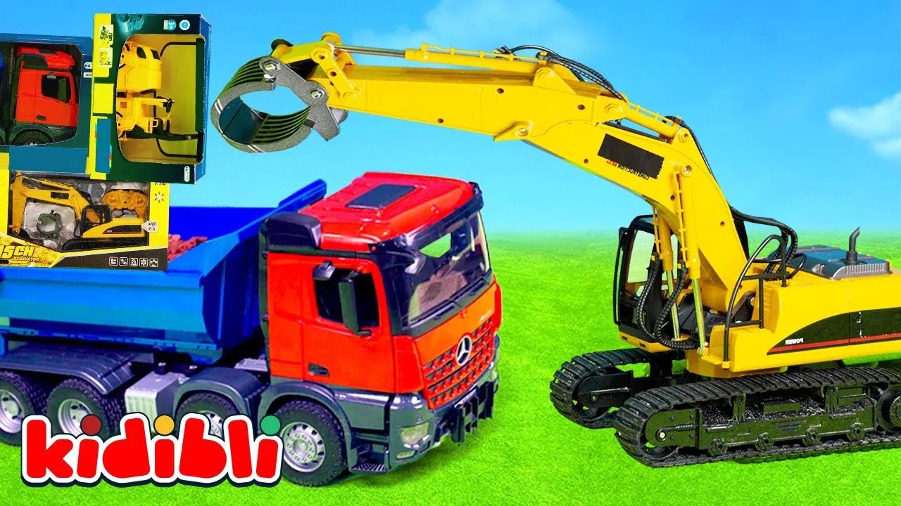 Juguete de Construcción Repara la Carretera 🚧 Excavadora y Camiones Video para Niños | Kidibli