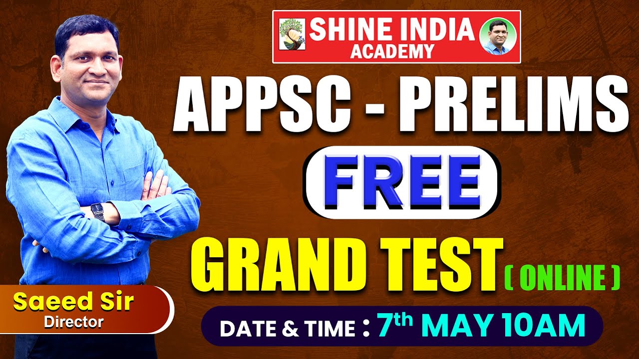 APPSC Prelims Free Grand Test | Saeed Sir | SHINE INDIA ACADEMY |  #appsc #group2 #prelims #trending