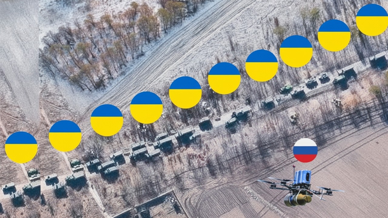 Крупный украинский конвой грузовиков подвергся атаке российского беспилотника FPV