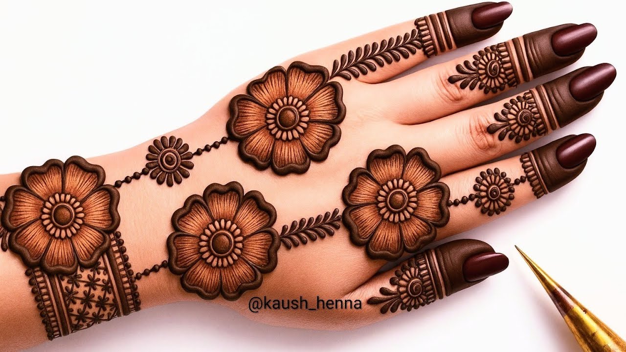 Very simple unique style mehndi design for back hand|new easy mehndi design 2025 | mehandi designs|