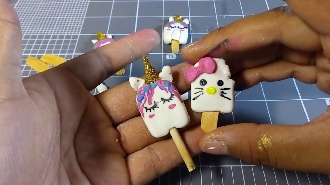 Paletitas de unicornio, centros para moños, porcelana fría, Diy pasta flexible