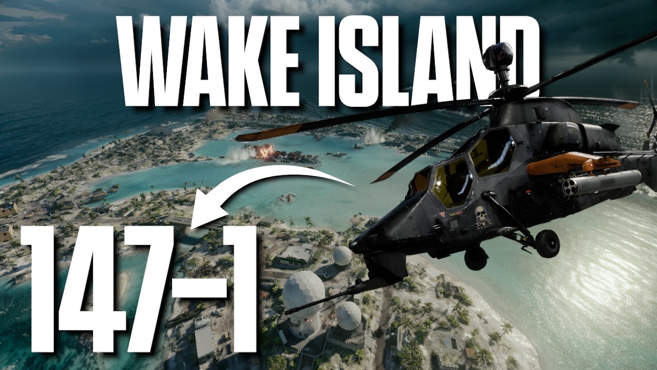 Геймплей на ударном вертолете 147-1 на карте Wake Island | Battlefield 6