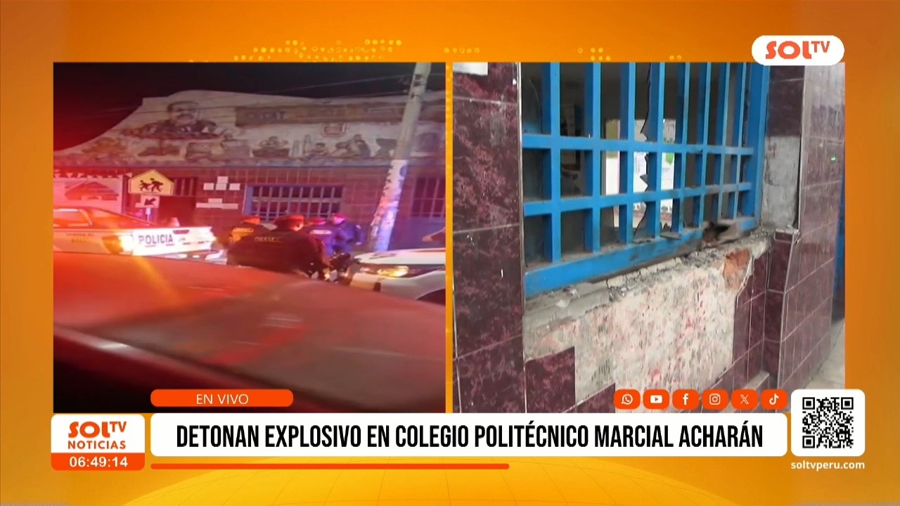 Trujillo: sujetos detonan artefacto explosivo en fachada de colegio politécnico Marcial Acharán