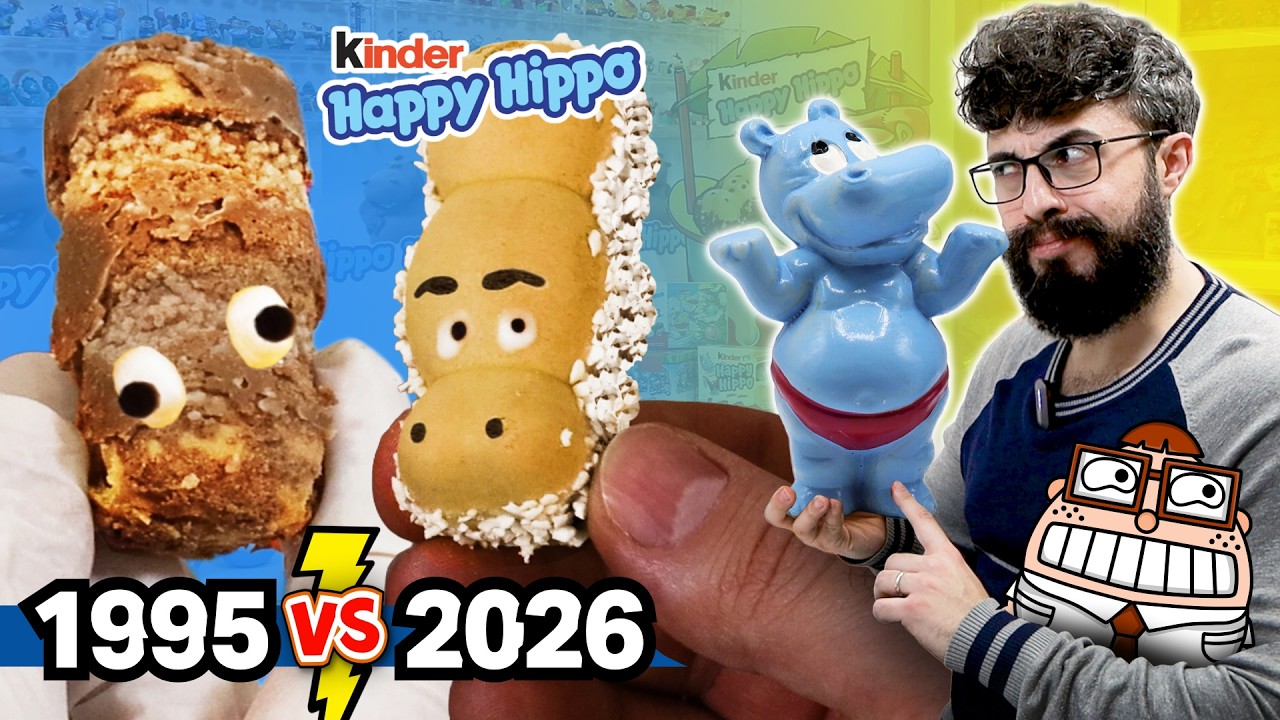 Dopo 31 anni apro il 1° snack Kinder Happy Hippo originale del 1995 e lo confronto con uno del 2026