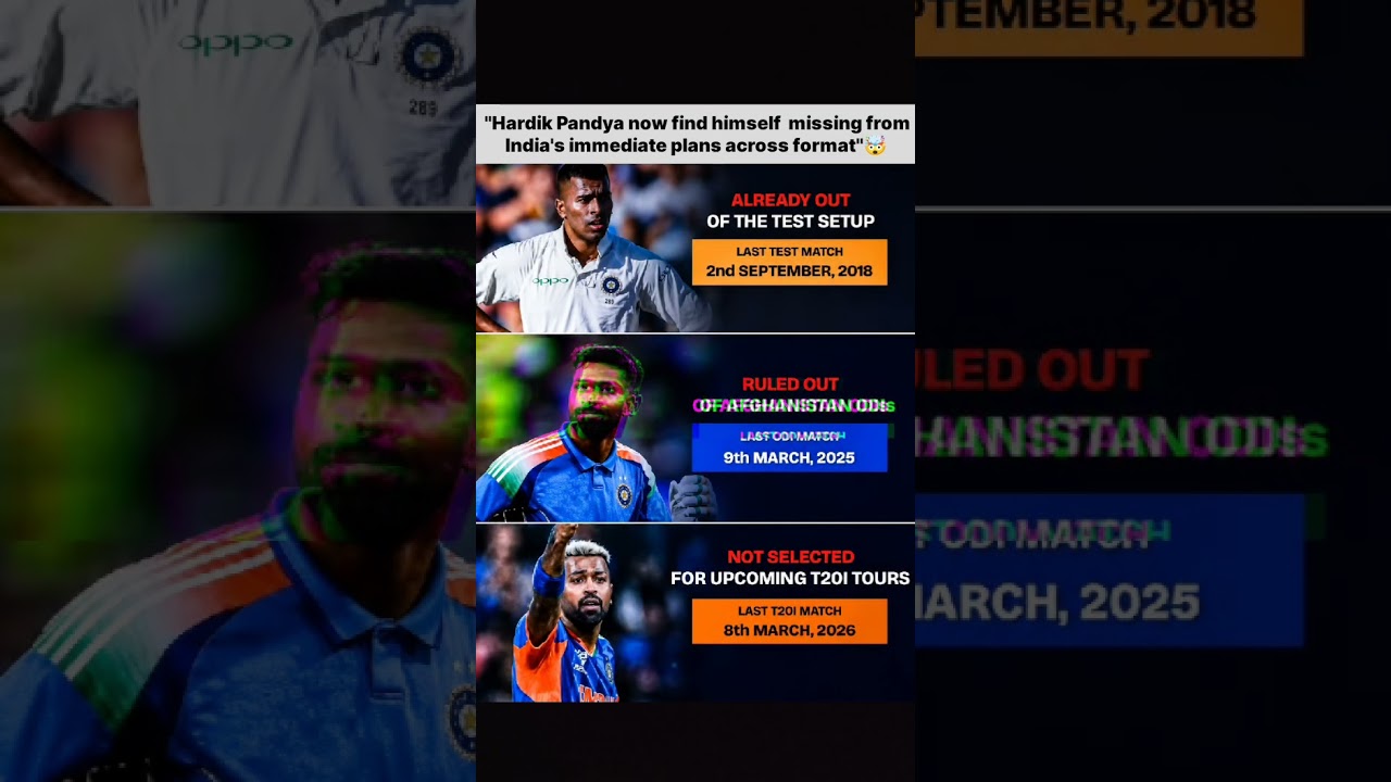 Hardik Pandya now finds himself missing from India's immediate plans across formats 🥵😔 || #shortfeed