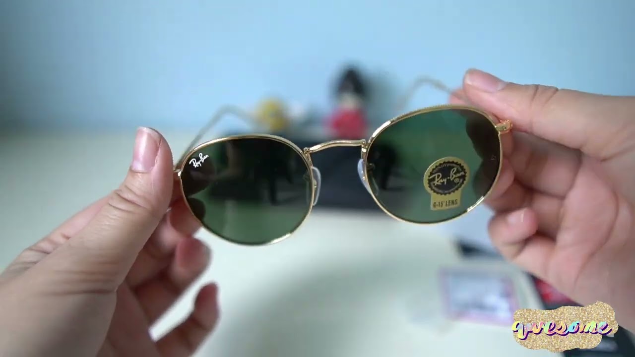Unboxing Ray-Ban Round Metal RB3447 001 50-21 Retro Classic Sunglass