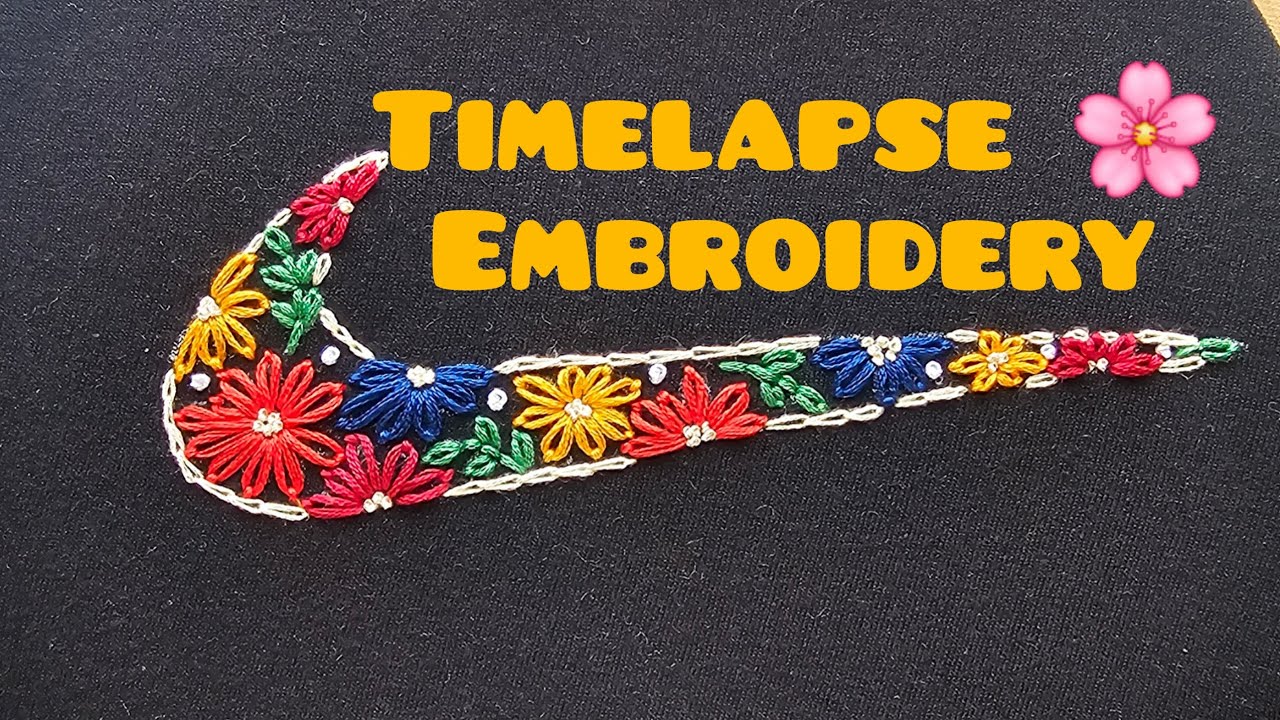 Hand Embroidered Nike Logo on T-Shirt 🌸 | Timelapse Embroidery Art | vithana 
