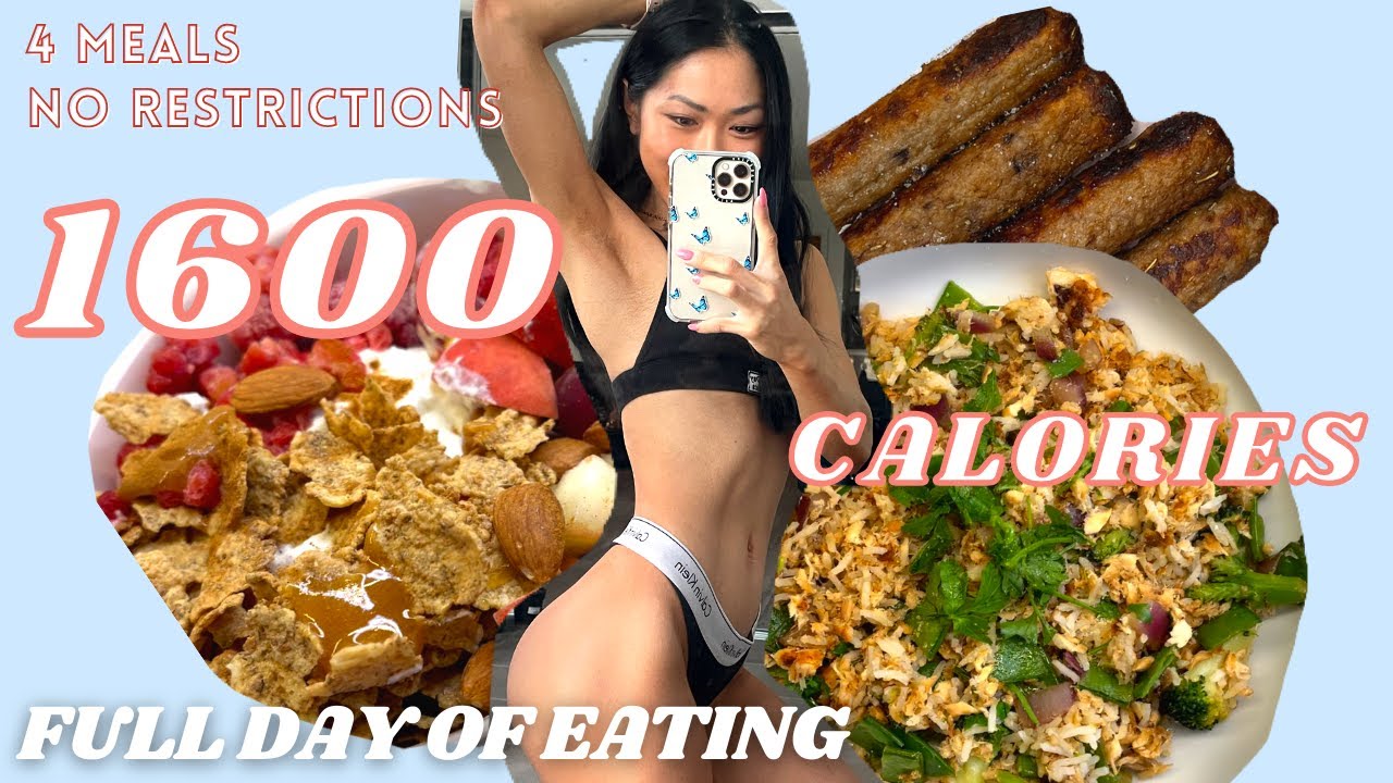 FULL DAY OF EATING | 1600 calories, no restrictions, 4 super simple balanced meals with macros!
