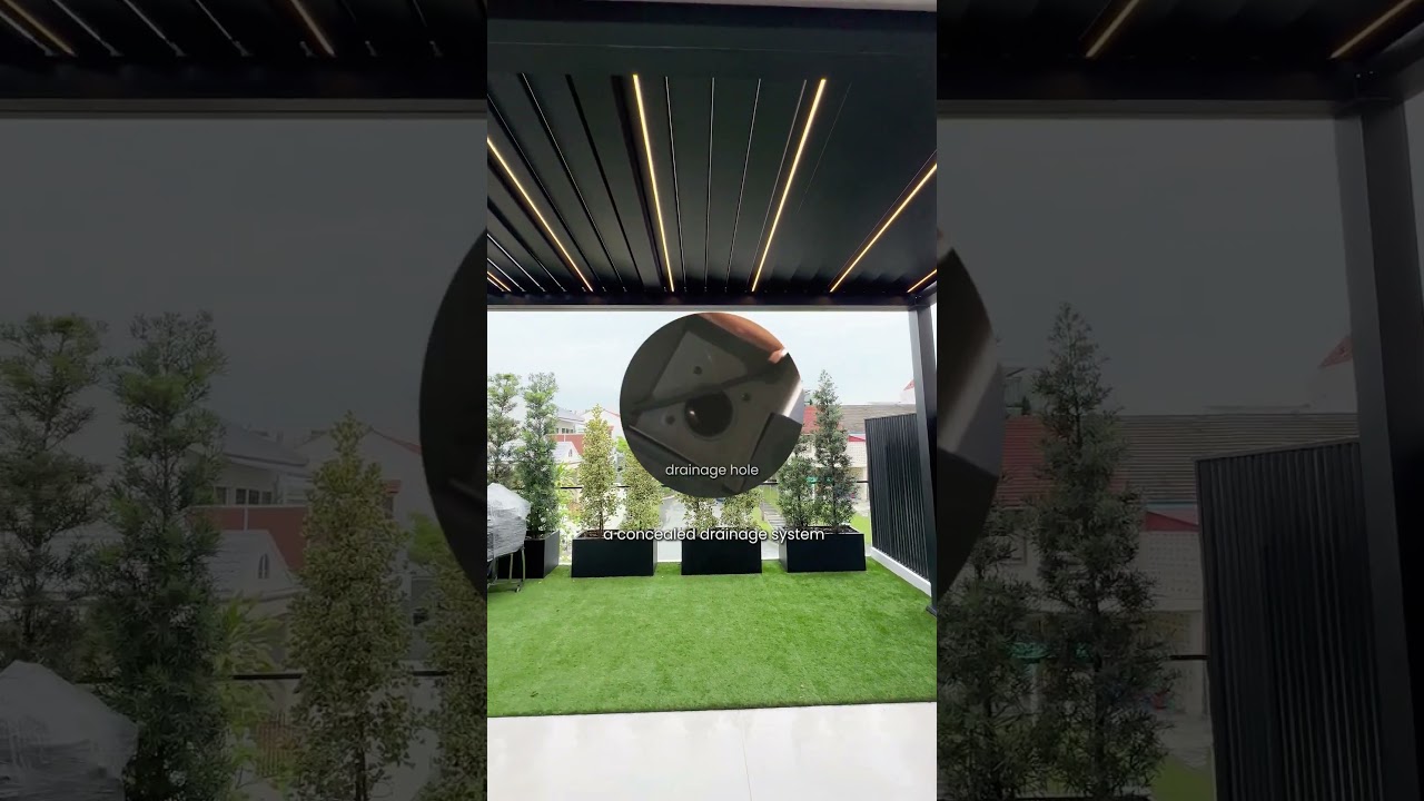 Sleek design, hidden drainage and customisable lighting: Your pergola oasis awaits ✨