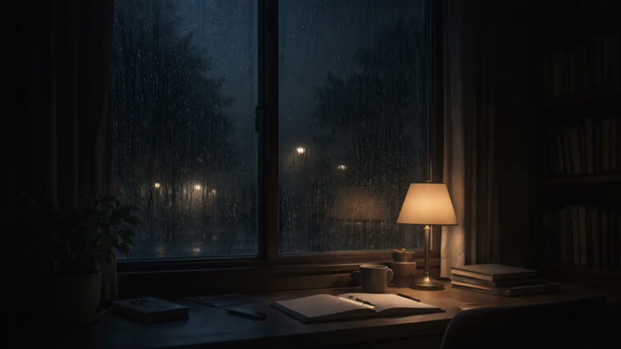 Quiet Night Piano with Soft Rain | Deep Focus & Study Ambience