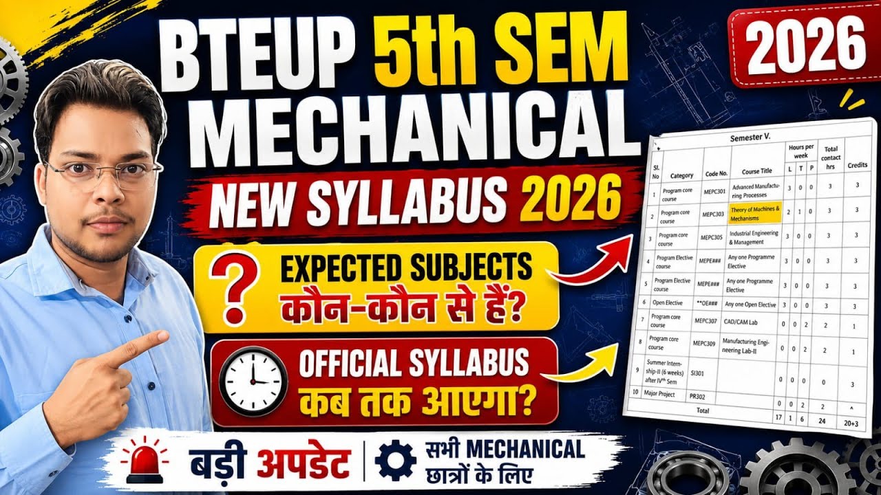 Bteup 5th semester Mechanical Syllabus 2026 || Polytechnic 5th Sem Mechanical New  Syllabus ||