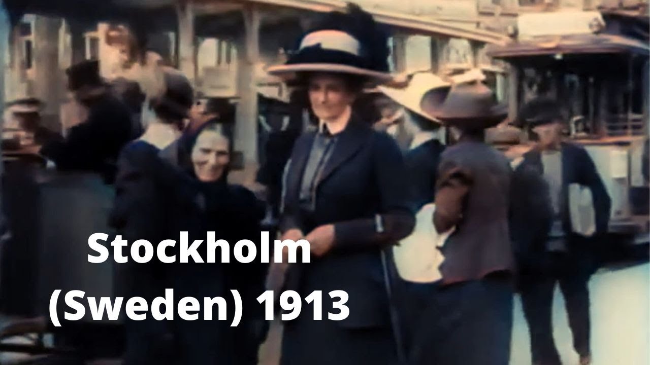 1913: Street Scenes in Stockholm, Sweden in color (DeOldify)