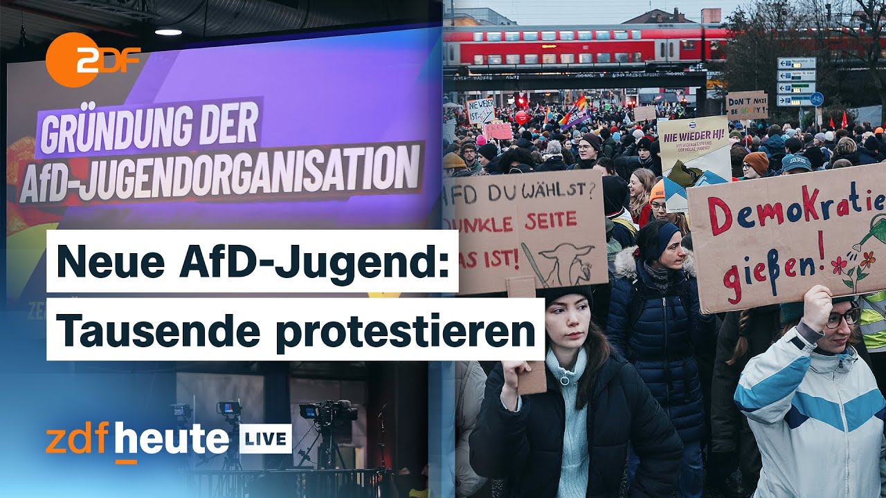 AfD gr&uuml;ndet neue Jugendorganisation in Gie&szlig;en - Massive Proteste auf den Stra&szlig;en | ZDFheute live