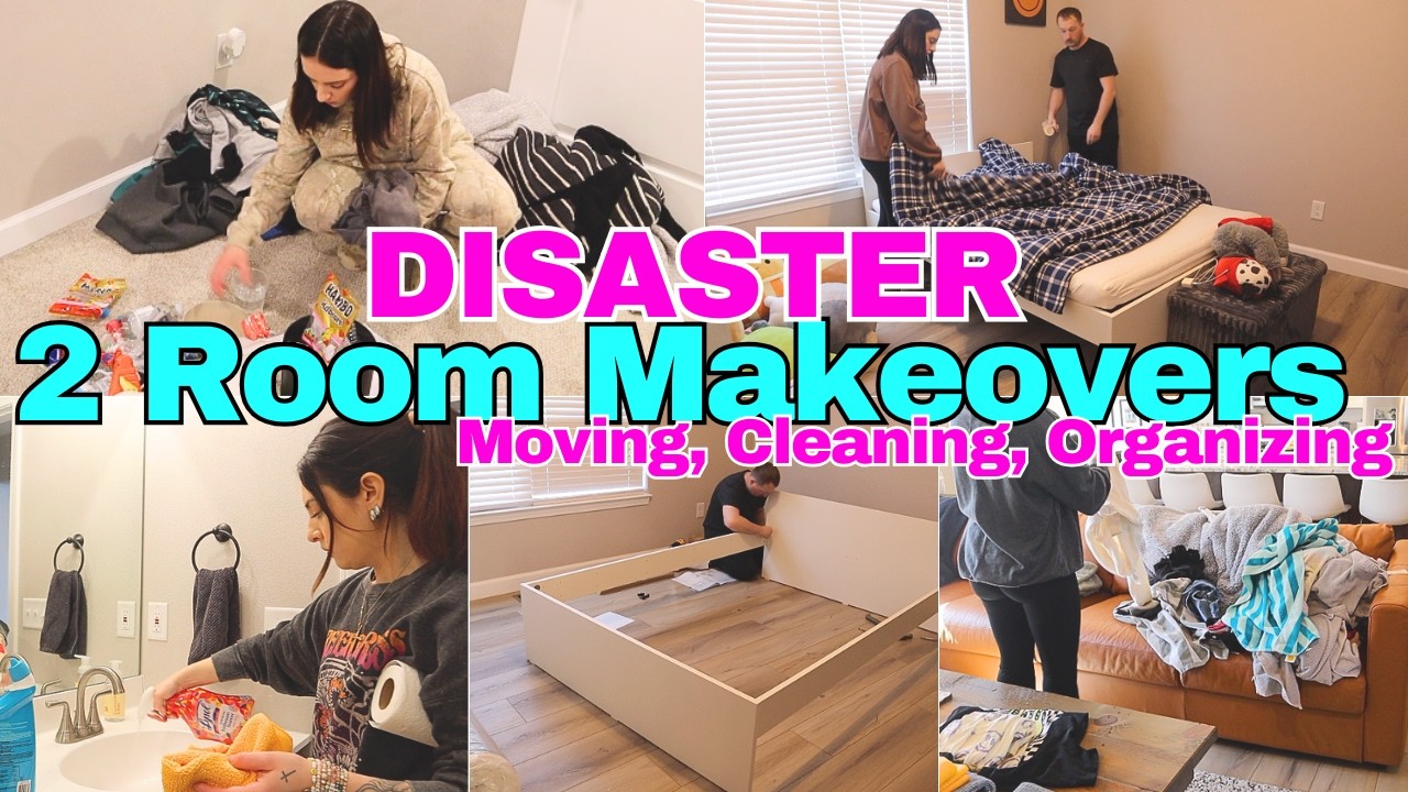 *DISASTER* CLEAN WITH ME / CLEANING MOTIVATION / 2 ROOM MAKEOVERS / CRAZY CLEANING MAMA