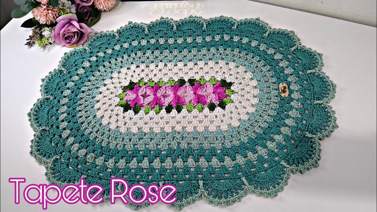 TAPETE ROSE (Passo a Passo) Com a base de  bloquinhos