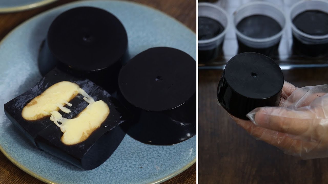 Bánh Thiên Thảo hay bánh thạch đen sương sáo nhân đậu xanh | Black glass jelly with mung bean