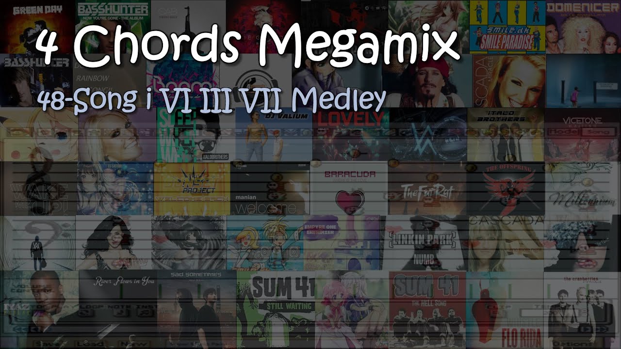 4 CHORDS, 48 SONGS MEGAMIX in Super Mario Paint [i VI III VII | Chrono Trigger soundfont | 432 Hz]