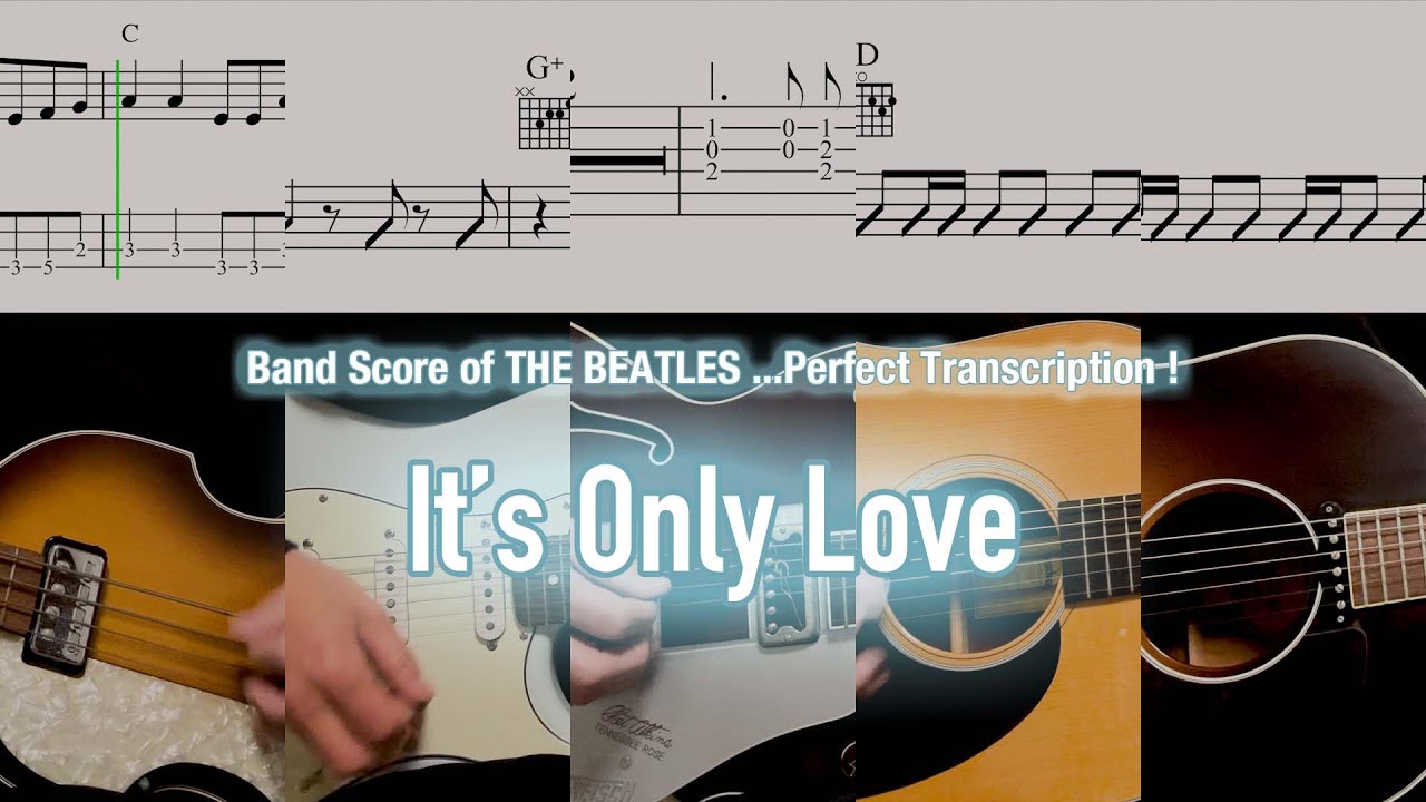 Score / TAB : It's Only Love - The Beatles - guitar, bass, drums