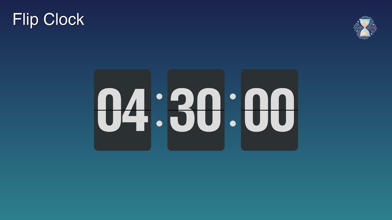 4 Hour 30 Minute Timer ⏱️ Ocean Twilight Flip Clock | Extended session Timer - ChronoFlow