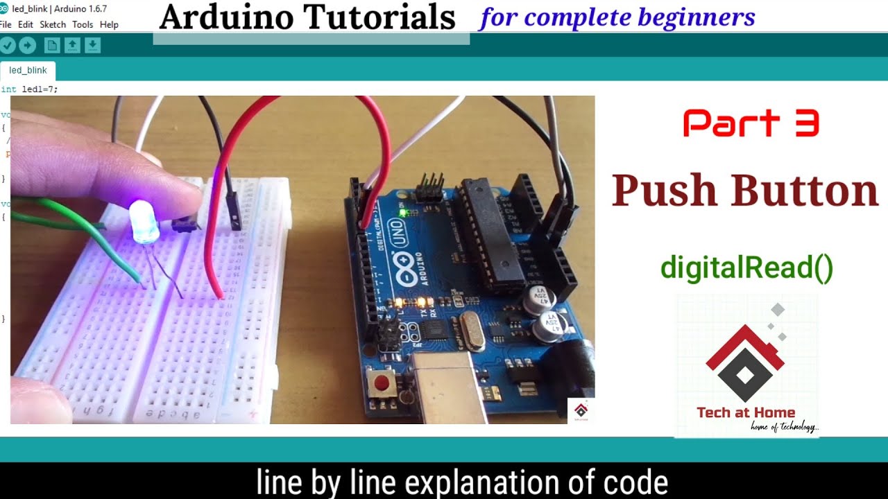 Кнопка и светодиод с Arduino (код объяснен) | Управление светодиодом с помощью кнопки | Учебник A...