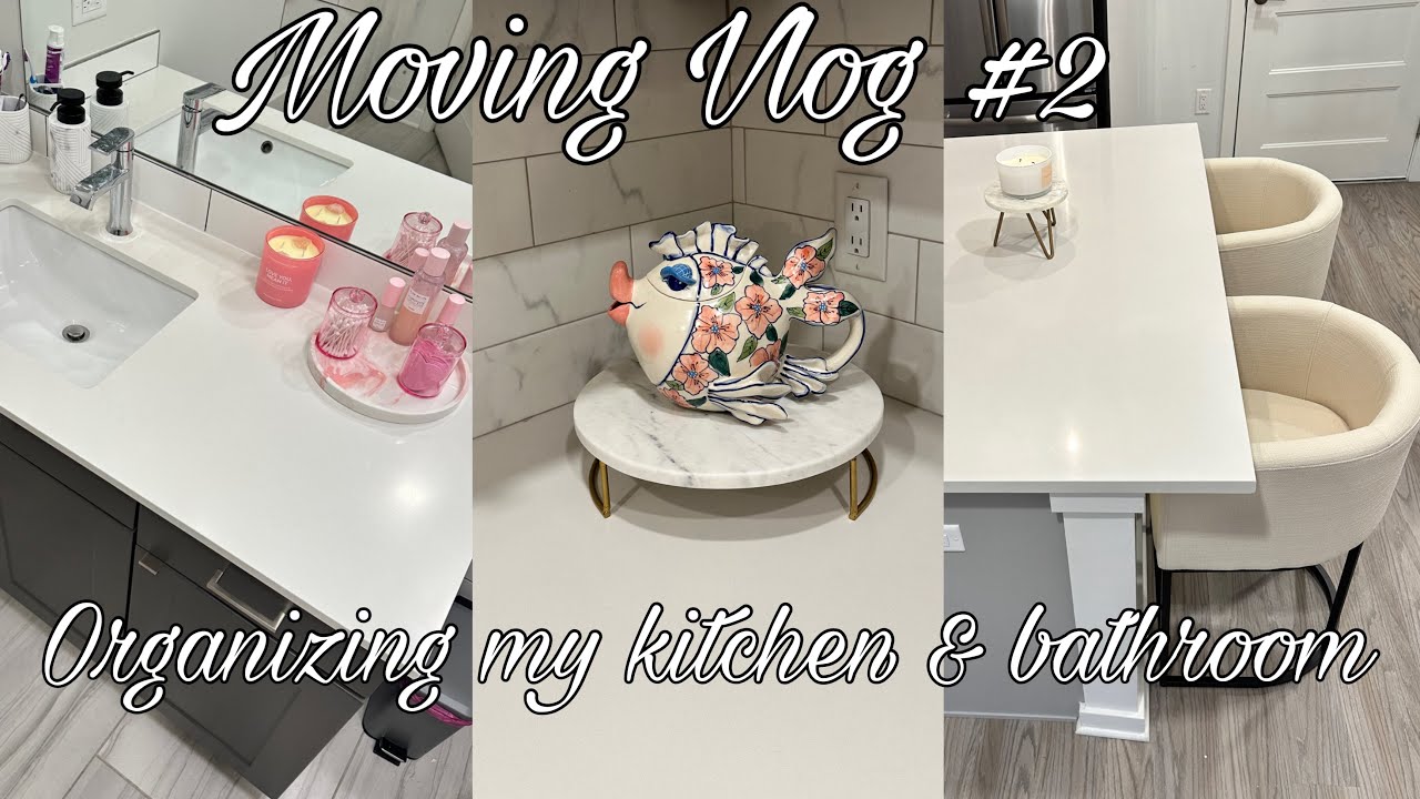 Moving Vlog #2:Decorating my kitchen & bathroom, new barstools,Fashion Nova haul+packing for vacay!