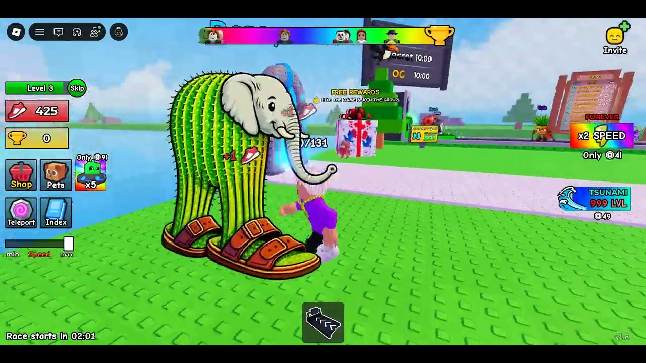 Roblox but I have to run from a tsunami and find brainrots?