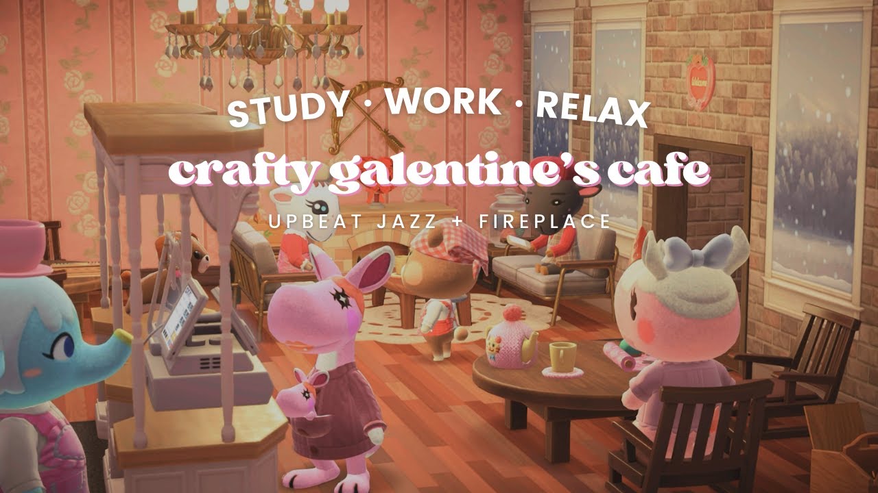Crafty Galentine's Café 💟 1 Hour Upbeat Jazz | Fireplace | Café Chatter | Study Music | Work Aid