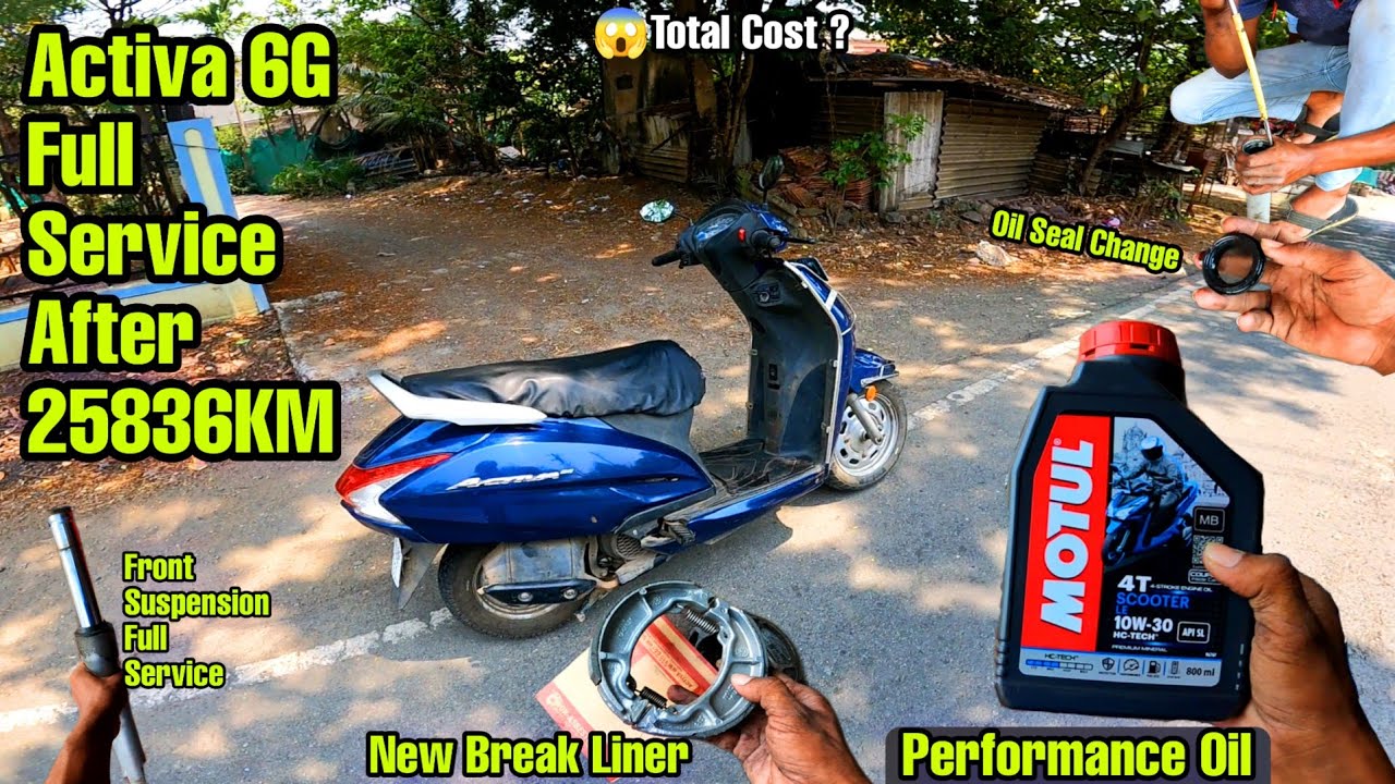 Activa 6G Full Service After 25836Km | Service Cost & Problems 😱 #activa6g #fullservice #maintenance