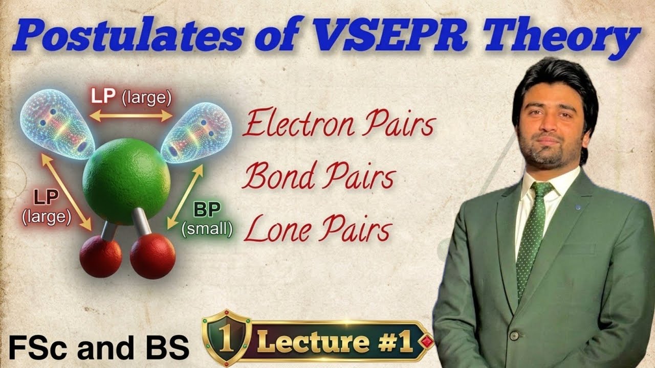 VSEPR Theory | Postulates of Valence Shell Electron Pair Repulsion Theory Lec#1 #mwschemistry #vsepr