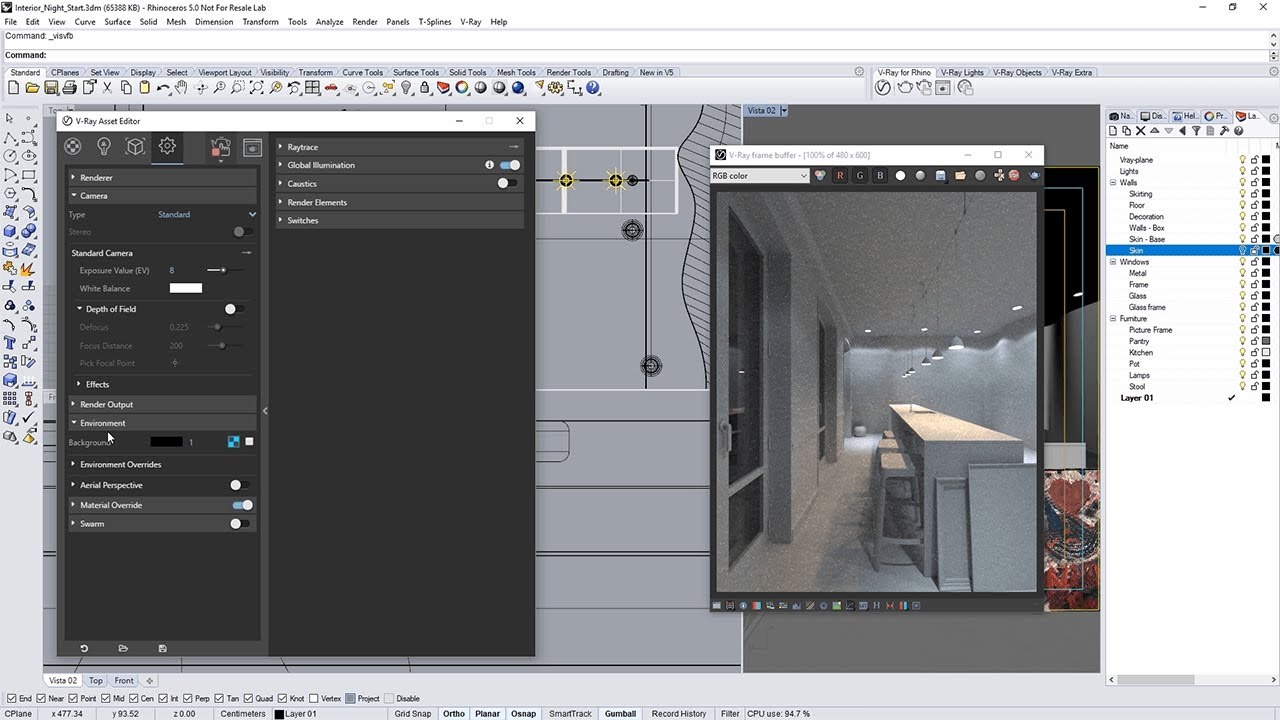 V-Ray for Rhino — Tutorial: Interior night lighting