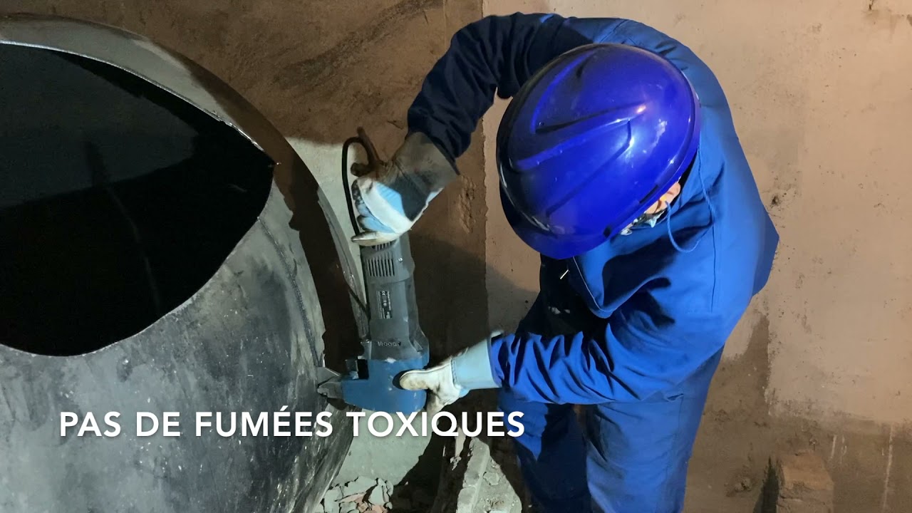 Découpe à froid d'une citerne Fioul