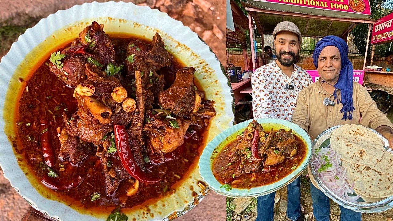ठेले पर बना Royal Food केसर or मखानो वाला रणविजय मटन Rajputana recipe | Jaipur food tour