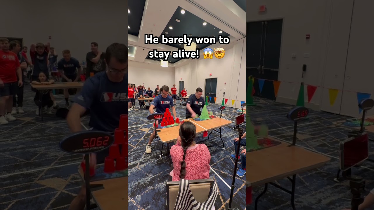 He barely won to stay alive! 😱🤯 #sportstacking #cupstacking #shorts #close #atlanta
