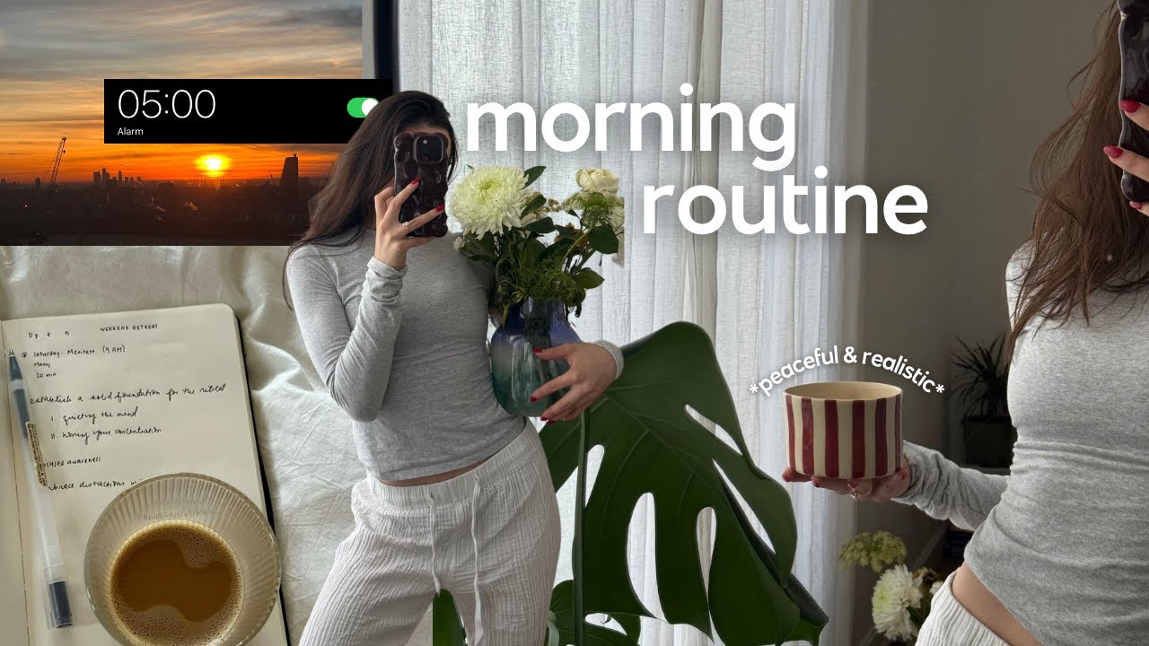 5AM morning routine *peaceful* | early run, high protein breakfast, self care habits