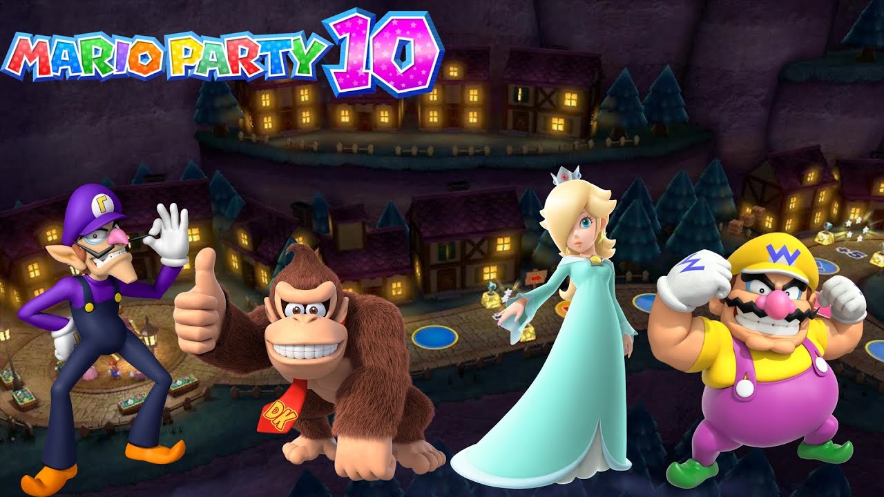 Mario Party 10 - Waluigi vs Donkey Kong vs Rosalina vs Wario - Haunted Trail