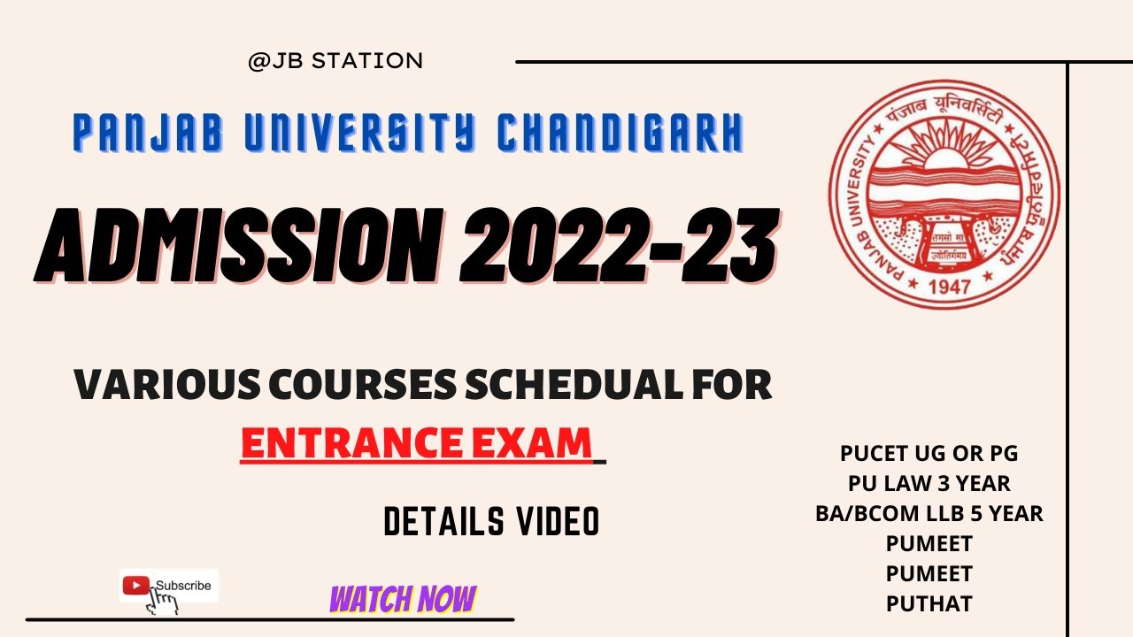 PU chandigarh ADMISSION ENTRANCE EXAM 2022-23 FULL DETAILS NOTIFICATION