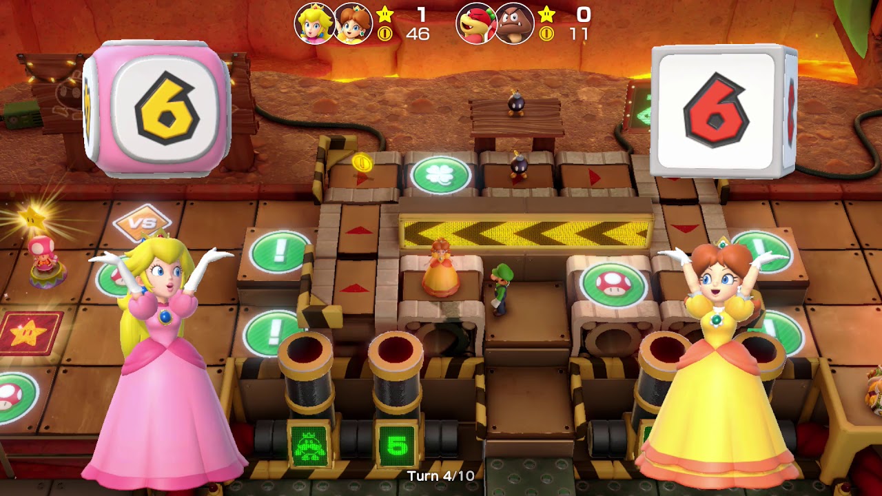 Super Mario Party Partner Party #118 Gold Rush Mine Peach & Daisy vs Pom Pom & Goomba