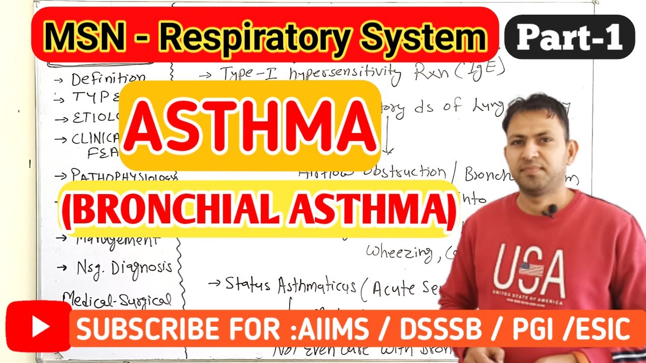 Asthma (bronchial asthma) symptoms, causes, pathophysiology & treatment | medical surgical nursing