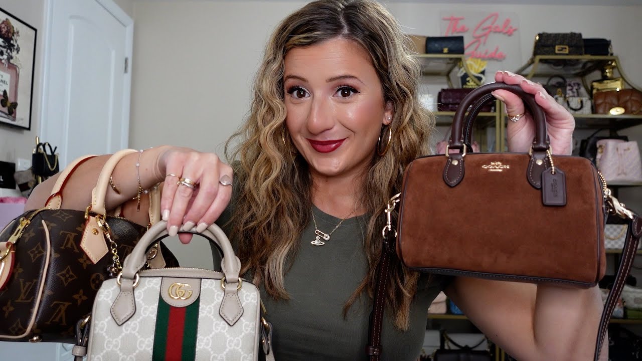 Обзор сумки Coach Mini Rowan Suede и сравнение с сумками LV Speedy 20 и Gucci Mini Boston! 🧸